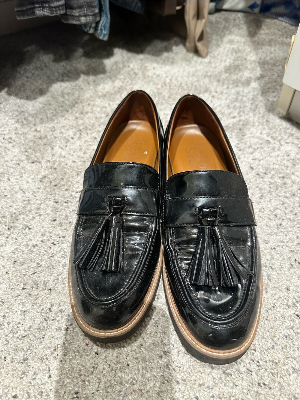 Franco Sarto Black Tassel Loafers